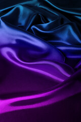 Blue atlas material background, silk abstract drapery cloth