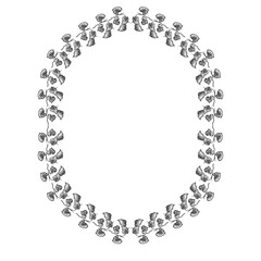 Climbing plants. Frame from branches with leaves. Graphic drawing. Isolated illustration for your design