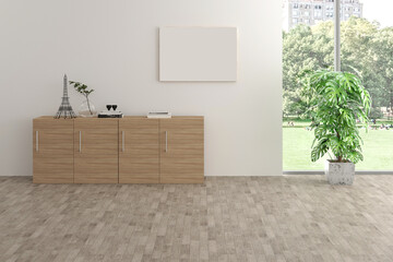 Fototapeta premium 3d render free space interior design . office interior