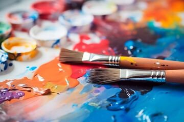 Obraz premium paints and brushes