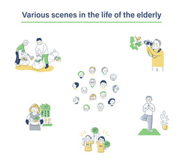 シニア世代のさまざまなライフシーン　セット