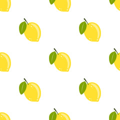 Seamless pattern with hand drawn lemons. Vector background with tasty citrus fruit for wrapping paper, textile, print, card