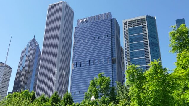 Chicago View of Buildings from Maggie Daley Park Tilt Down