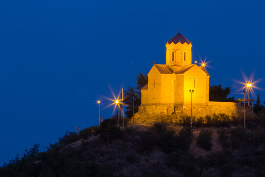 Tabor Monastery of the Transfiguration at twilight, Tbilisi, Georgia
