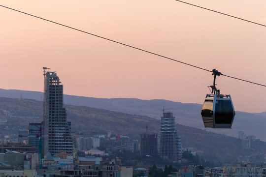 Cable car going up to the Narikala Fortress, Tbilisi, Georgia