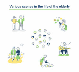 シニア世代のさまざまなライフシーン　セット