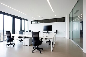 Modern luxury white office, generative ai
