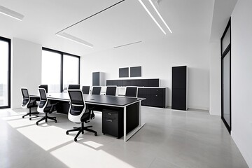 Modern luxury white office, generative ai