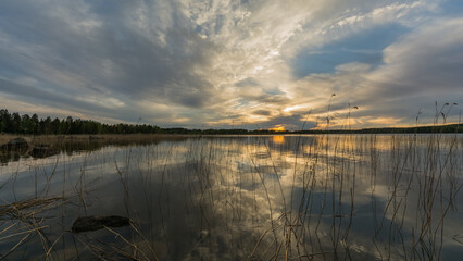 Summer morning at lake Längelmävesi, Finland