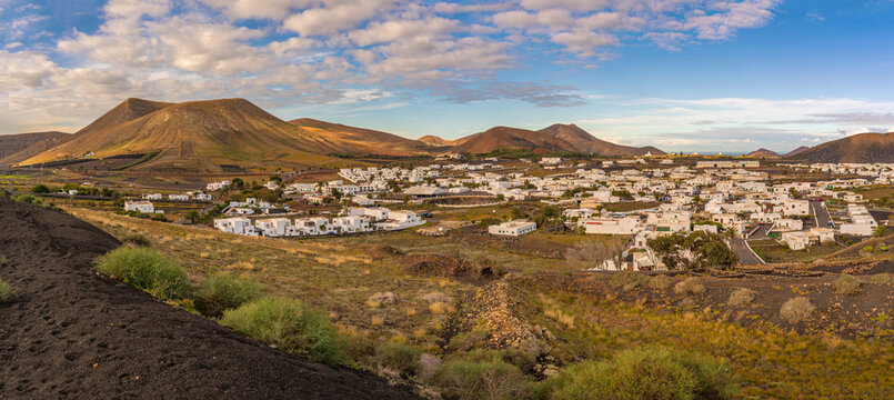 View of landscape and village of Uga, Uga, Lanzarote, Las Palmas