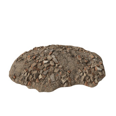 Heap of rubble and debris  isolated transparent background 3d rendering
