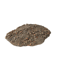 Heap of rubble and debris  isolated transparent background 3d rendering
