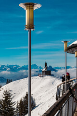 Fototapeta premium Winter view at Mount Wallberg, Rottach-Egern, Lake Tegernsee, Bavaria, Germany