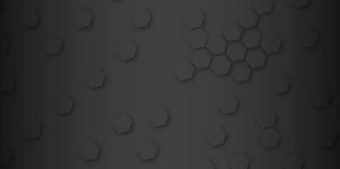 Abstract. Embossed hexagon black background. honeycomb black background. light and shadow . modern background .Vector.