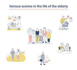 シニア世代のさまざまなライフシーン　セット