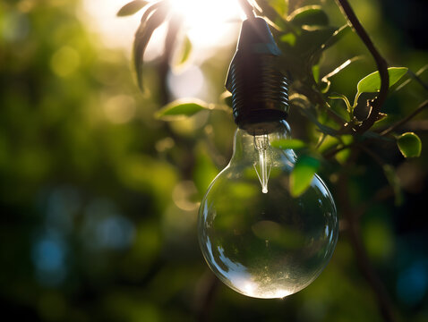 A plant growing from a lightbulb - Unique and creative way to incorporate nature into interior design, while also promoting sustainability and innovation.
