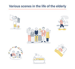 シニア世代のさまざまなライフシーン　セット