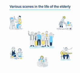 シニア世代のさまざまなライフシーン　セット