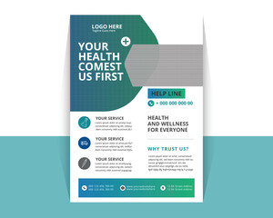 modern medical card template Flyer Design Set. Modern Flyer Background Design. Corporate healthcare and medical cove a4 flyer design.