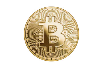 Bitcoin. Golden bitcoin isolated on white background