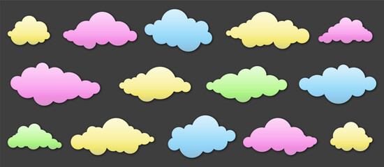 set of colorful clouds vector
