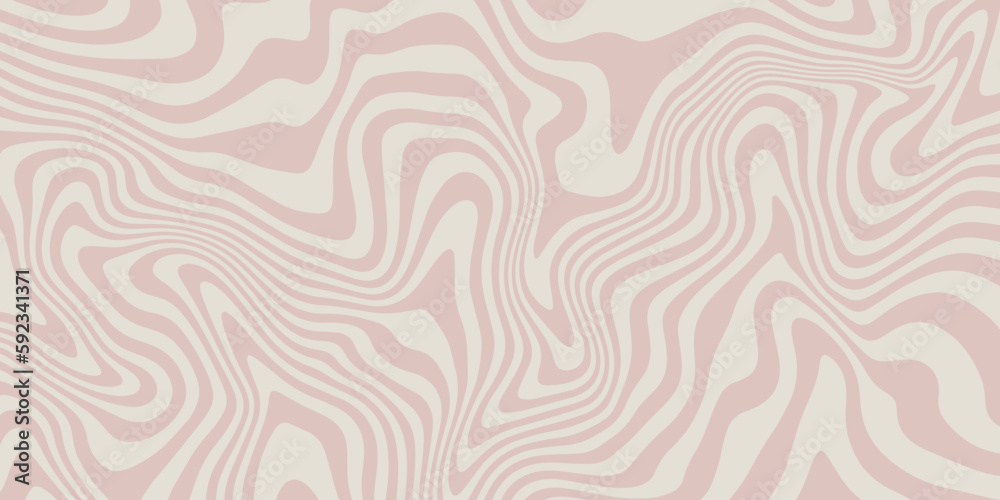 Aufkleber Cool Groovy Liquid Striped Texture. Trendy Y2K Abstract Geometric Background Vector Design. Psychedelic Art wavy backdrop.