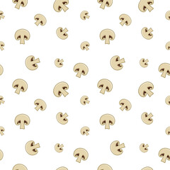 Seamless mushroom champignon slices pattern