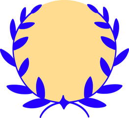 blue and yellow ceremonial frame with laurel wreath