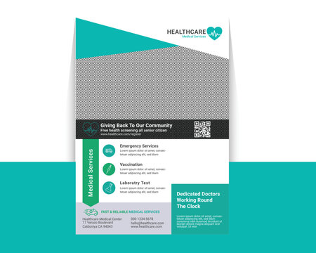  Modern Flyer Background Design. Corporate healthcare and medical cove a4 flyer design in green color.modern medical card template Flyer Design Set
