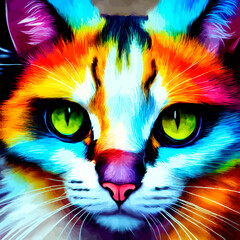 cat, animal, pet, kitten, cute, feline, portrait, domestic, eyes, fur, mammal, pets, kitty, eye, animals, cats, white, fluffy, nature, young, look, beautiful, paint, splash, color