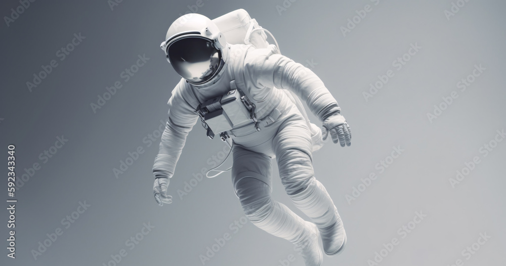Wall mural an astronaut in a spacesuit flying through the air