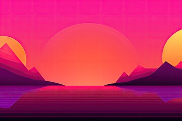 vibrant sunset with gradients of orange and pink, created with generative ai