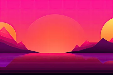 Gartenposter Rosa vibrant sunset with gradients of orange and pink, created with generative ai