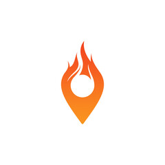 Fire icon map logo vector design template