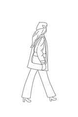 Fashion Woman line art silhouette illustration.