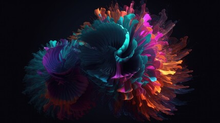  3d fractals elegantly designed with electric colors, hyperrealisitc, photography, 8k, generative ai