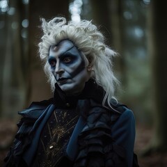 Obraz premium A mysterious ghostly figure in the woods. Great for stories which need a wraith, ghost, specter, demon, zombie or other creepy evil characters.