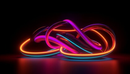 Neon Lights Glowing Vaporwave Outrun Generative AI