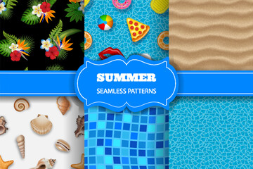 set of summer seamless textures. summer seamless patterns