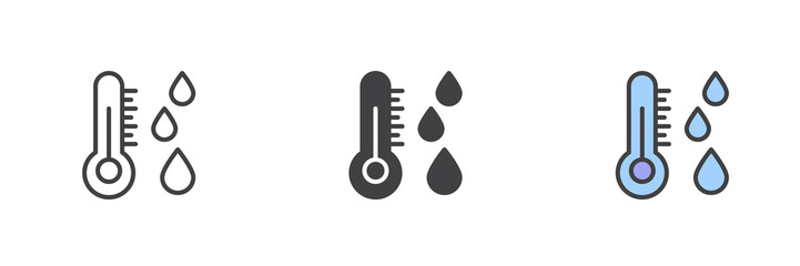 Weather humidity different style icon set