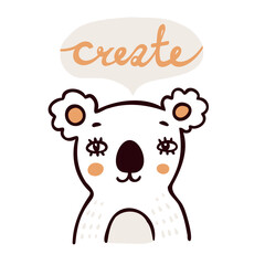 Koala and word Create childish simple vector illustration