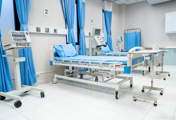 Empty room with patient bed and tools also instruments to support treatment patients in hospital or...