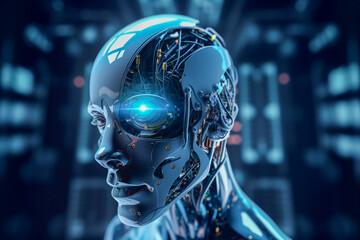 Illustration of head of artificial inteligence - ai generative