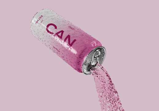  Soda Cans with Splash Mockup