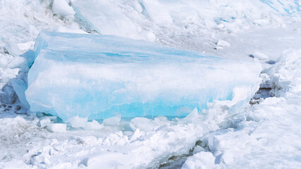 Fototapeta na wymiar Ice mountains on the frozen Baikal