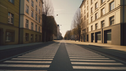a crosswalk in the middle of a city street - obrazy, fototapety, plakaty