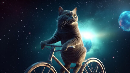 a cat that is sitting on a bike