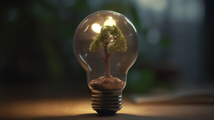 a light bulb with a tree inside of it