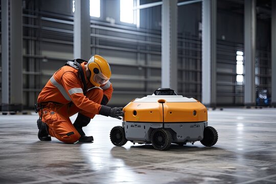 Robotic Worker Performing Hazardous Tasks, With Built-in Safety Features To Prevent Injury, Created With Generative Ai