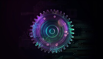 Obraz premium Gear Futuristic Motherboard and Computer Board Chips Generative AI